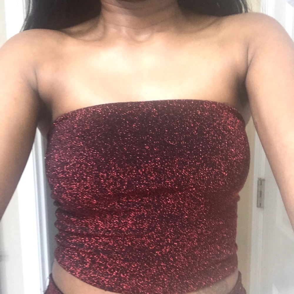 2 Piece Bandeau Sparkle Set (Red)